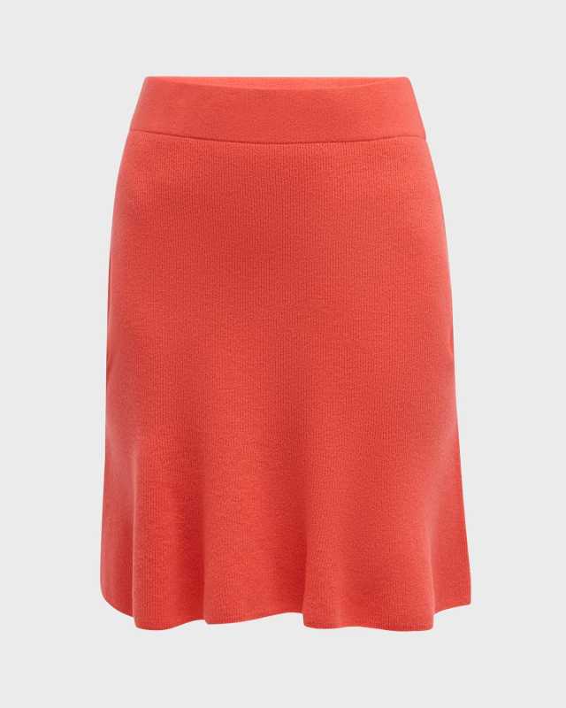 Polka Dot Ajoure Knit Cashmere-Blend Pull-On Skirt